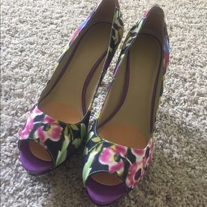Nine West Floral Open-toe Pumps